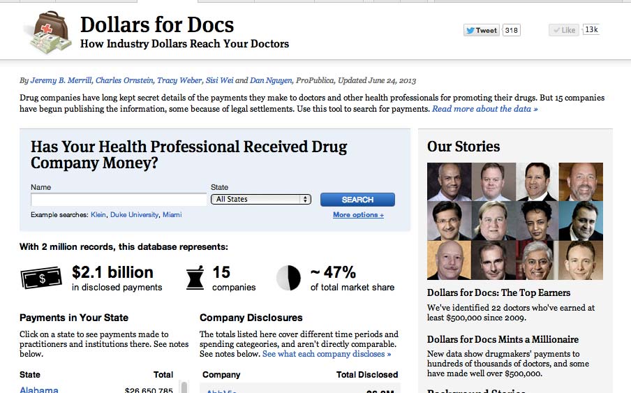 ProPublica Dollars for Docs